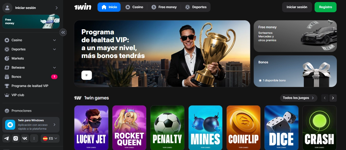 1win mejores casinos online Argentina bono bienvenida 600% retiros express