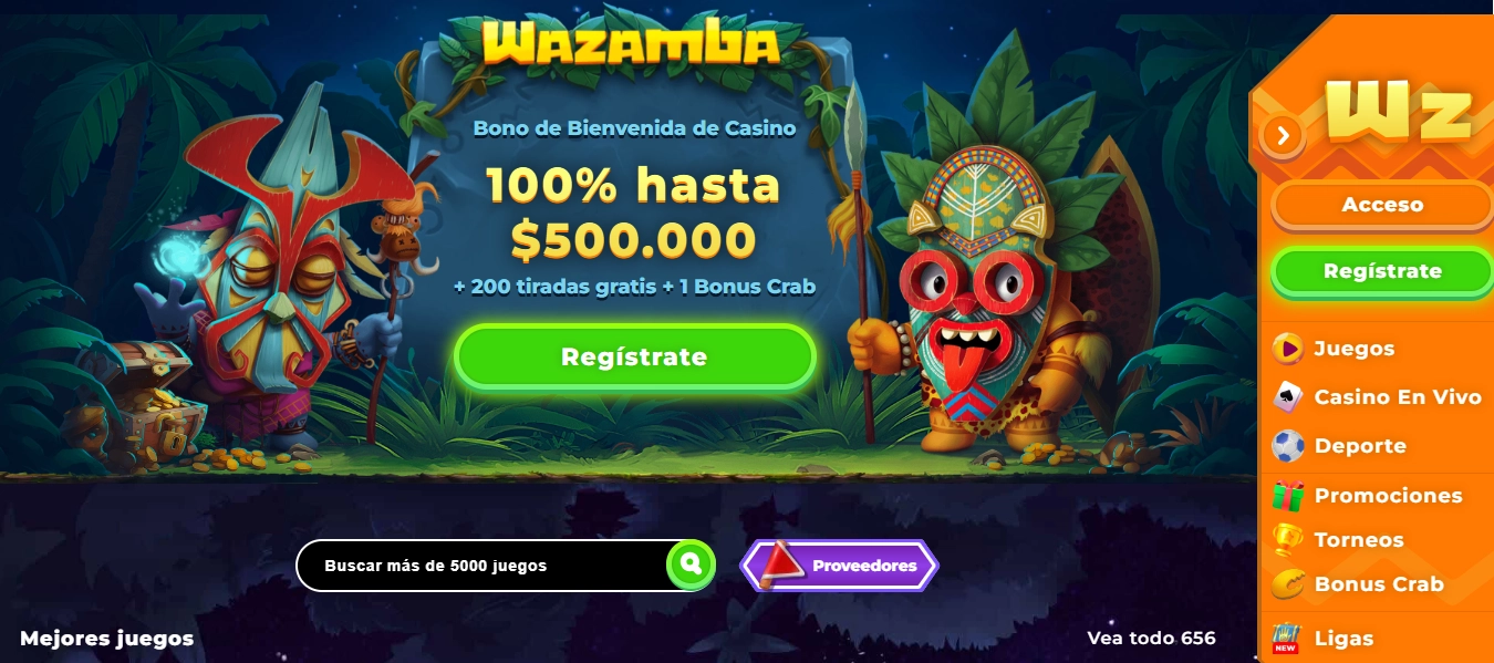 Wazamba mejores casinos online Argentina tema tribal cashback semanal 15%