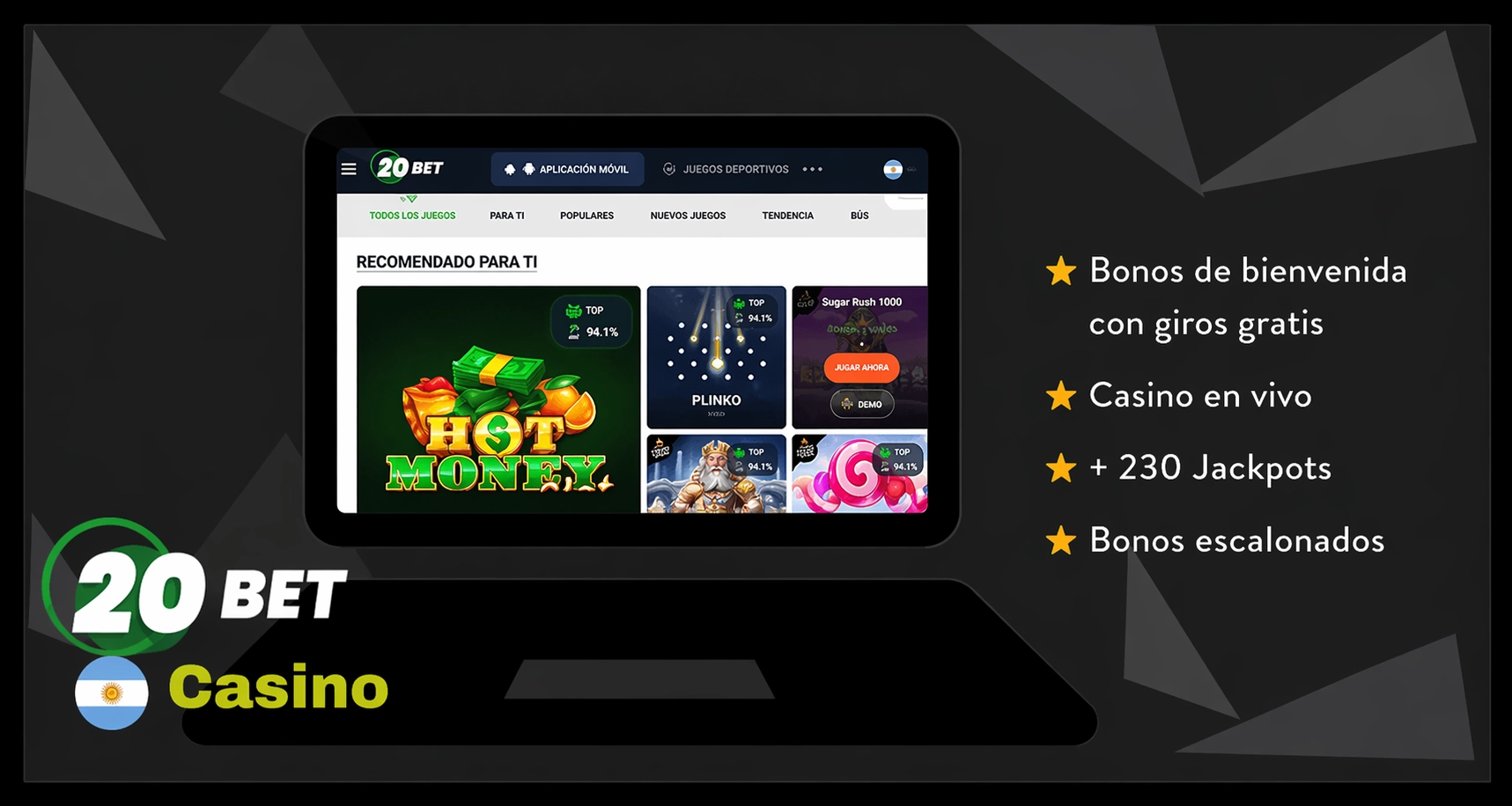 20Bet mejor casino en línea en Argentina app iOS Android mesas en vivo